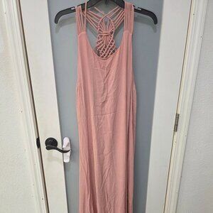 JustFab Pink Macrame-Back Maxi Dress XXL NWOT | Boho Summer Beach Vibes